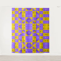 Padrão floral do Checkerboard roxo e ouro moderno