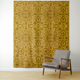Tapete De Parede Padrão floral dourado ornamentado com simetria
