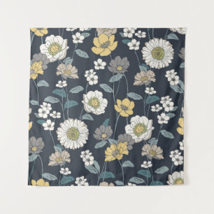 Tapete De Parede Padrão floral e artístico sem costura desenhado à 