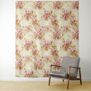 Tapete De Parede Padrão Floral em Aquarela Vintage