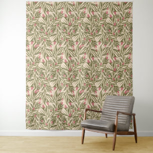 Tapete De Parede Padrão floral estilizado em forma de sino cor-de-r