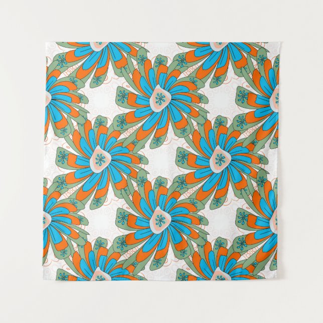 Tapete De Parede Padrão floral rasteiro com flores de abstrato. Abs (Frente)