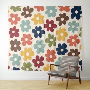 Tapete De Parede Padrão Floral Retro Colorido
