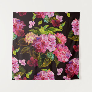 Tapete De Parede Padrão floral sem costura. Hydrangea num escuro
