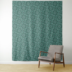 Tapete De Parede Padrão Floral Verde-azulado Elegante com Mandala d