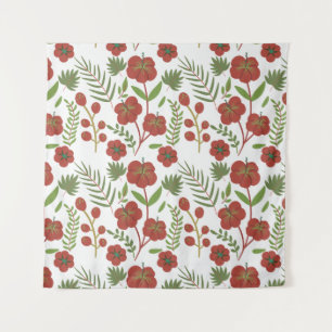 Tapete De Parede Padrão floral vermelho sem costura sobre fundo bra