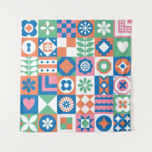 Tapete De Parede Padrão Folclórico Escandinavo abstrato