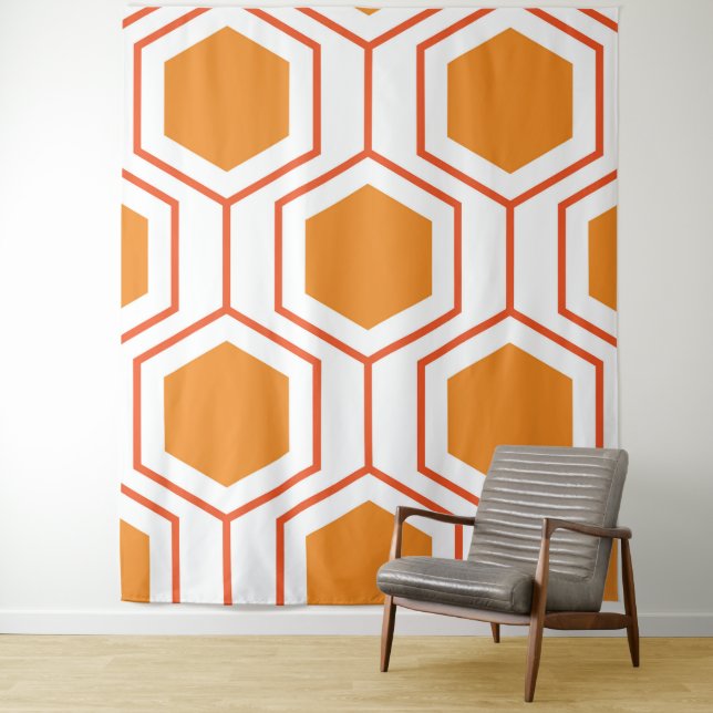 Tapete De Parede Padrão geométrico de abstrato hexágono em laranja  (In Situ)