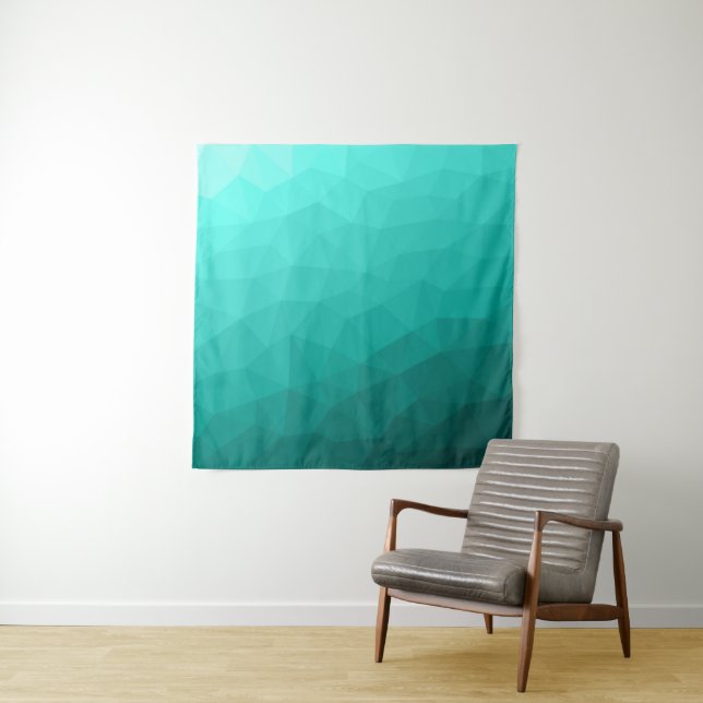 Tapete De Parede Padrão geométrico de malha gradiente turquesa-teal (In Situ)