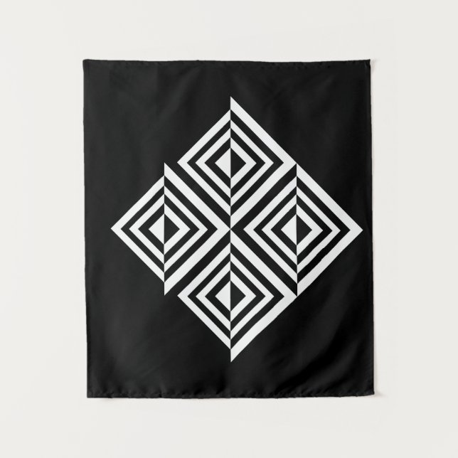 Tapete De Parede Padrão geométrico preto e branco (Frente)