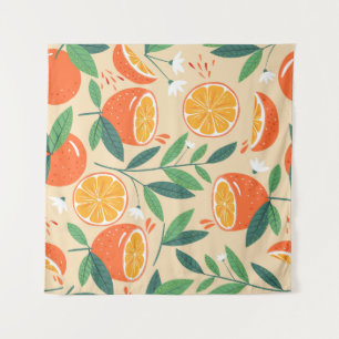 Tapete De Parede Padrão laranja sem costura, arte de colheita de ab