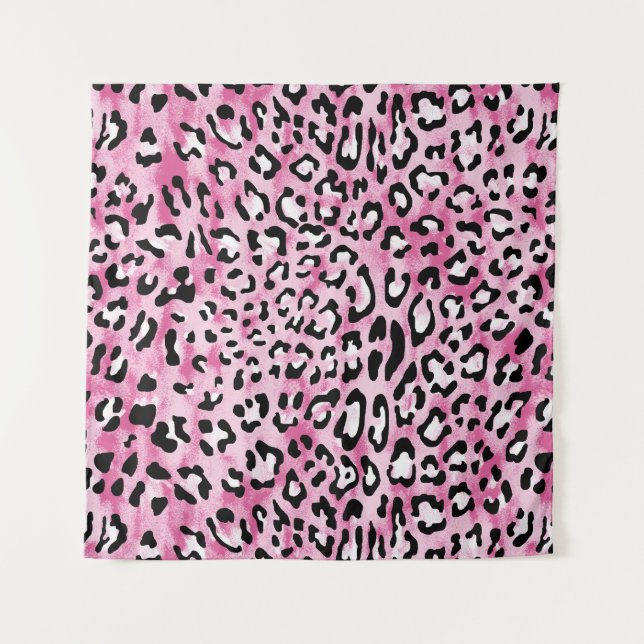 Tapete De Parede Padrão-Leopardo Branco Cor-de-rosa. (Frente)