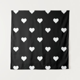 Tapete De Parede Padrão Minimalista do Coração Negro e Branco