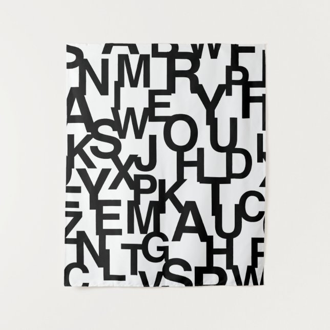 Tapete De Parede Padrão moderno, abstrato, confuso com letras (Frente)