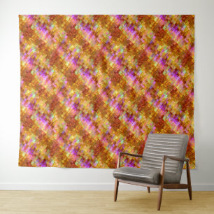 Tapete De Parede Padrão Mosaico Dourado Iridescente