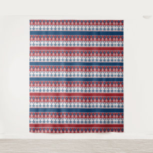 Tapete De Parede Padrão Norueguês Listrado Vermelho Azul