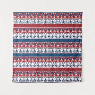 Tapete De Parede Padrão Norueguês Striped Azul Vermelho