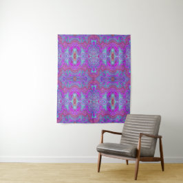 Tapete De Parede Padrão Ondulado de Mármore Trippy Magenta e Azul