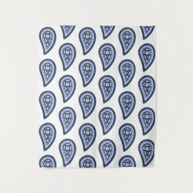 Tapete De Parede Padrão Paisley Azul (Frente)