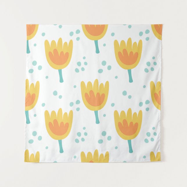 Tapete De Parede Padrão perfeito de vinhetas, padrão de flores fofi (Frente)
