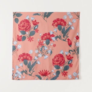 Tapete De Parede Padrão perfeito vintage design floral com rosas.