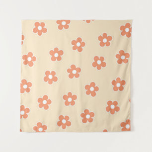 Tapete De Parede Padrão Preppy Peach White Hippie Flower