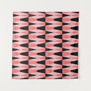 Tapete De Parede Padrão Preto-Rosa Geométrico Negrito
