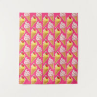 Padrão rosa Kawaii com sorvete de morango