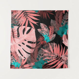 Tapete De Parede Padrão sem costura aquarela com plantas tropicais