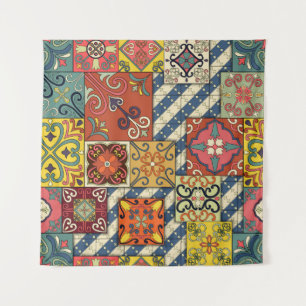 Tapete De Parede Padrão sem costura com azulejos portugueses em tal