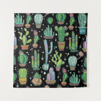 Tapete De Parede Padrão sem costura com cactos bonitos