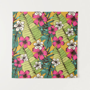 Tapete De Parede Padrão sem costura com flores tropicais, palma