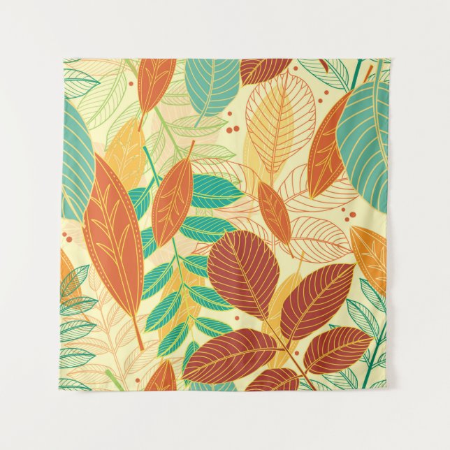 Tapete De Parede Padrão sem costura com folhas de outono  (Frente)