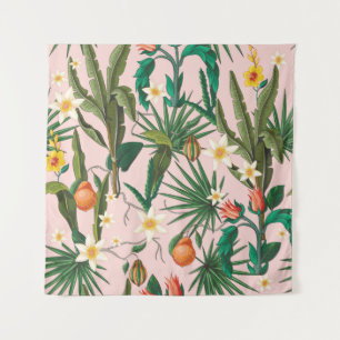 Tapete De Parede Padrão sem costura com folhas tropicais, flores e