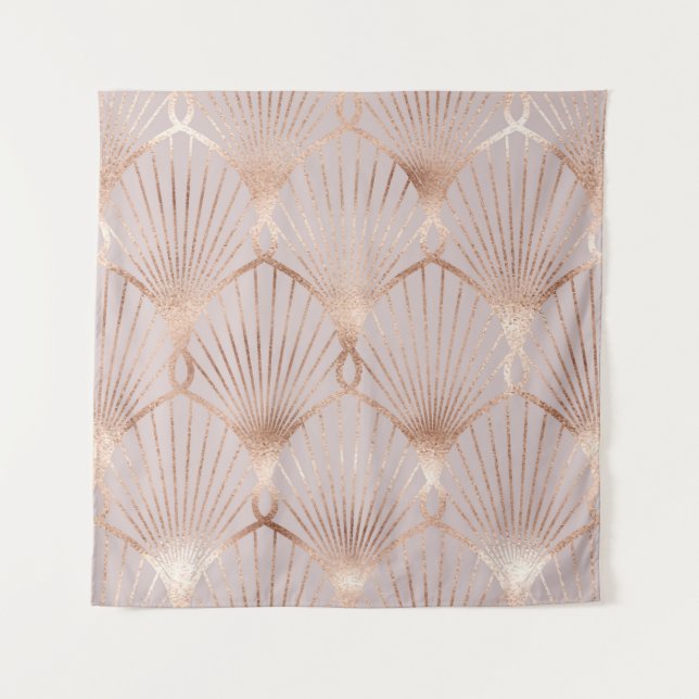 Tapete De Parede Padrão sem costura com formas de folhas douradas (Frente)