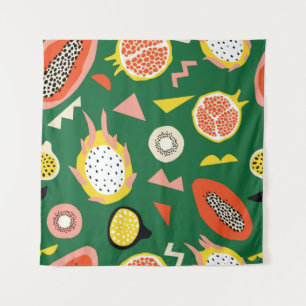 Tapete De Parede Padrão sem costura com frutas tropicais