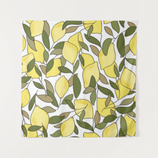 Tapete De Parede Padrão sem costura com limões e folhas