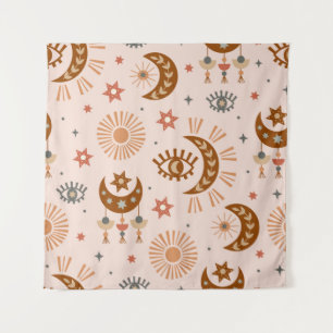 Tapete De Parede padrão sem costura com o olho celeste, lua, sol