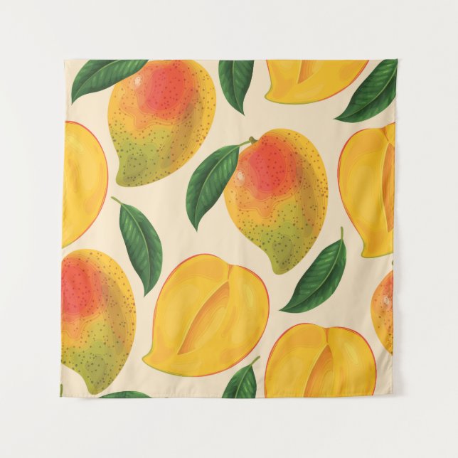 Tapete De Parede Padrão sem costura da Fruta de Mango (Frente)