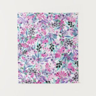 Tapete De Parede Padrão sem costura de flores e bagas roxas,blu