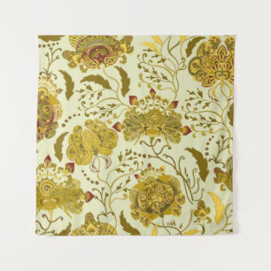 Tapete De Parede Padrão sem costura, grandes flores índias paisley.