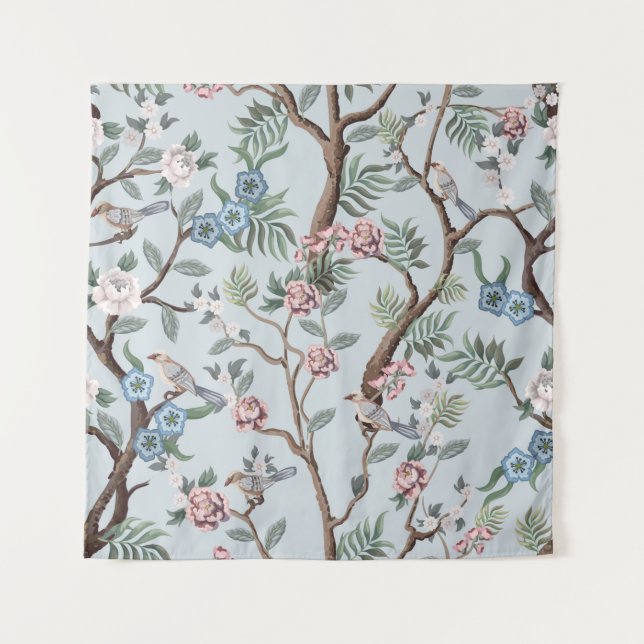 Tapete De Parede Padrão sem costura no estilo da chinoiserie com pe (Frente)