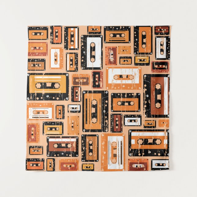 Tapete De Parede Padrão Sem Fita de Cassete Retroativa (Frente)