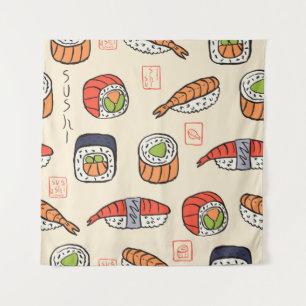 Tapete De Parede padrão sushi sem costura