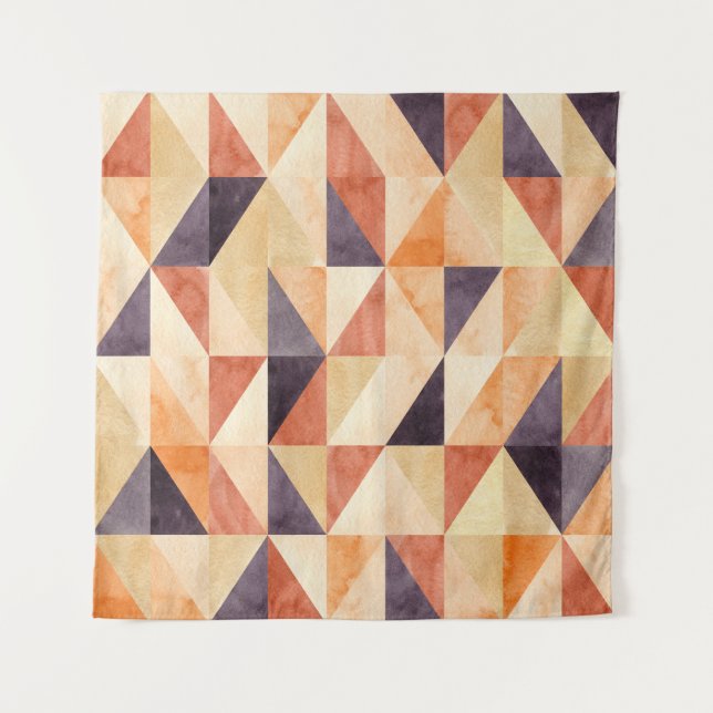 Tapete De Parede Padrão Terreno da Aquarela Mosaica Triangular (Frente)