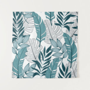 Tapete De Parede Padrão tropical com plantas de moda e folhas em c
