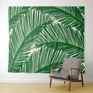 Tapete De Parede Padrão Tropical de Folha Verde Moderna
