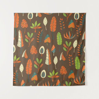 Tapete De Parede Padrão Tropical Desenhado à Mão com Folhas Ligadas