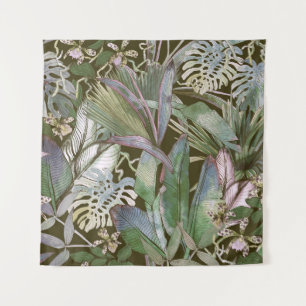Tapete De Parede Padrão tropical sem costura com flores tropicais,
