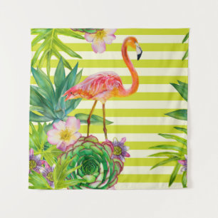 Tapete De Parede padrão uniforme com flamingo rosa e tr exótico